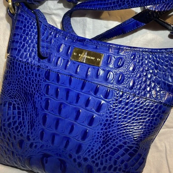 Brahmin Jody Melbourne Croc Royal Blue Crossbody in Like New Condition - Picture 6 of 10